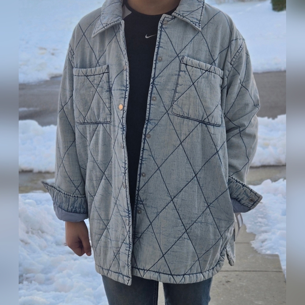 Quilted Denim Jacket with Pockets